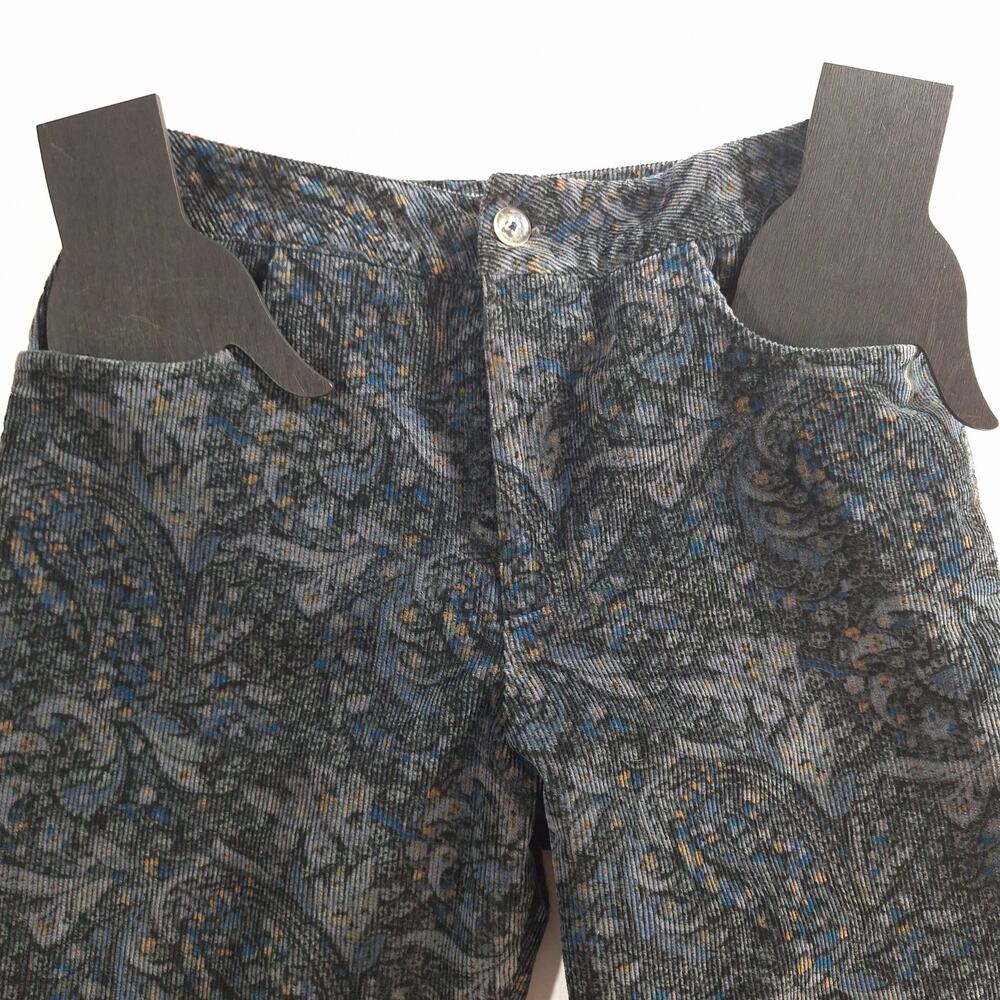 K.A.T.E. Corduroy Pants Women’s Size 4 Paisley Blue Gray Boho Indie Artsy Office